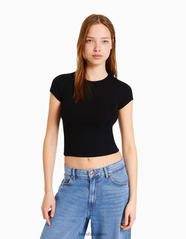 multicolor Bershka mujer pack de 2 camisetas canalé manga corta 806J6B331