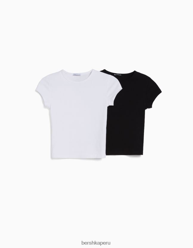 multicolor Bershka mujer pack de 2 camisetas canalé manga corta 806J6B331