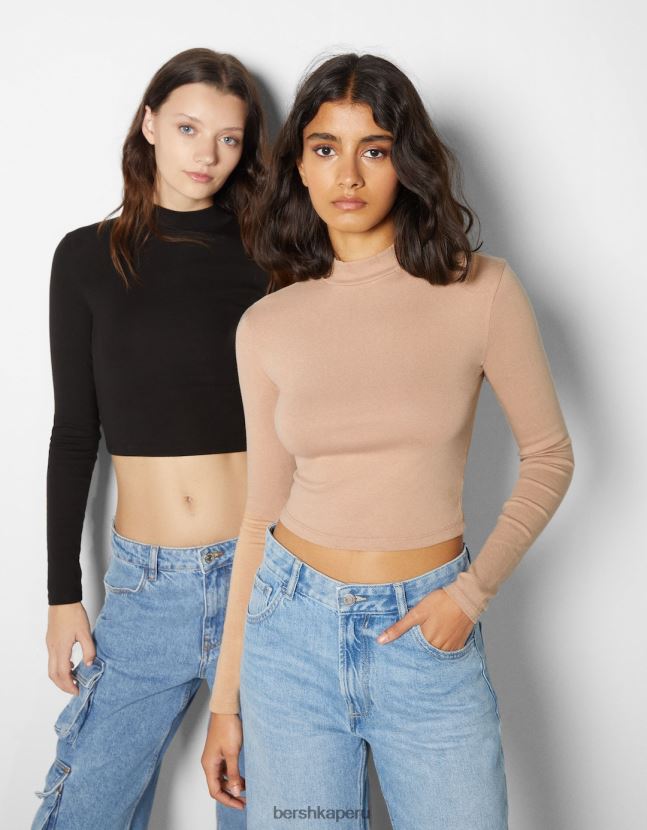 multicolor Bershka mujer pack de 2 camisetas manga larga cuello alto 806J6B573