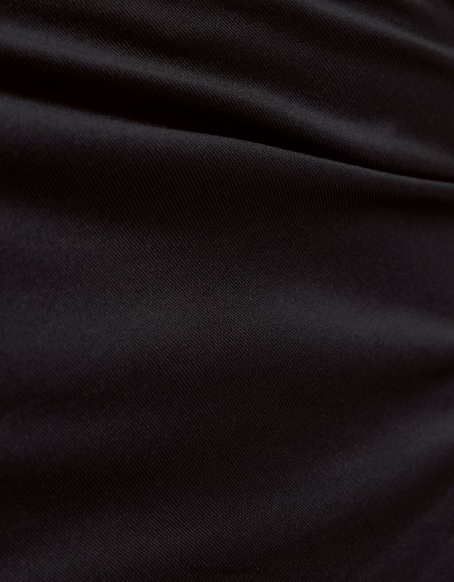 negro Bershka mujer camiseta asimétrica de manga larga 806J6B385