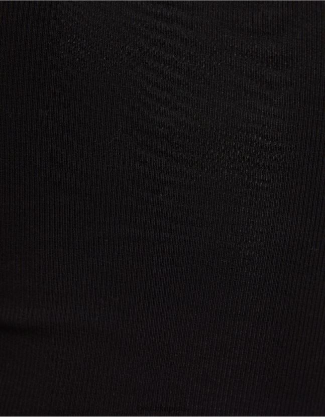 negro Bershka mujer camiseta de canalé manga corta 806J6B344