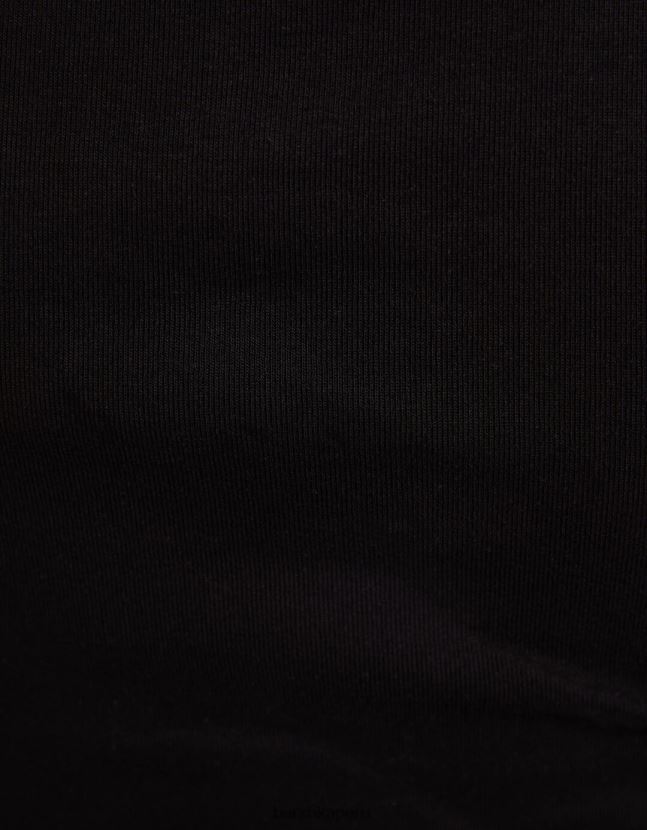 negro Bershka mujer camiseta de manga corta con cuello redondo 806J6B569