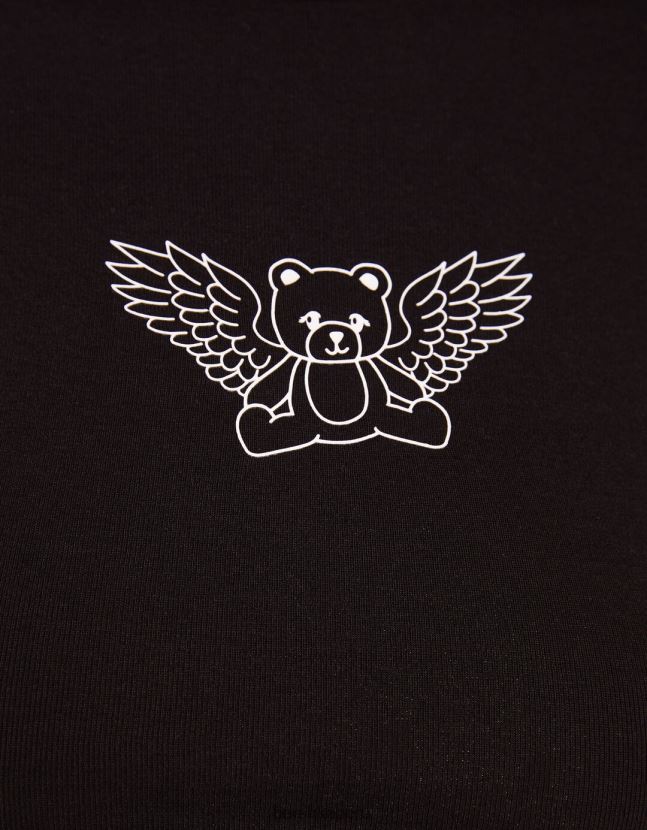 negro Bershka mujer camiseta de manga corta con estampado 806J6B594