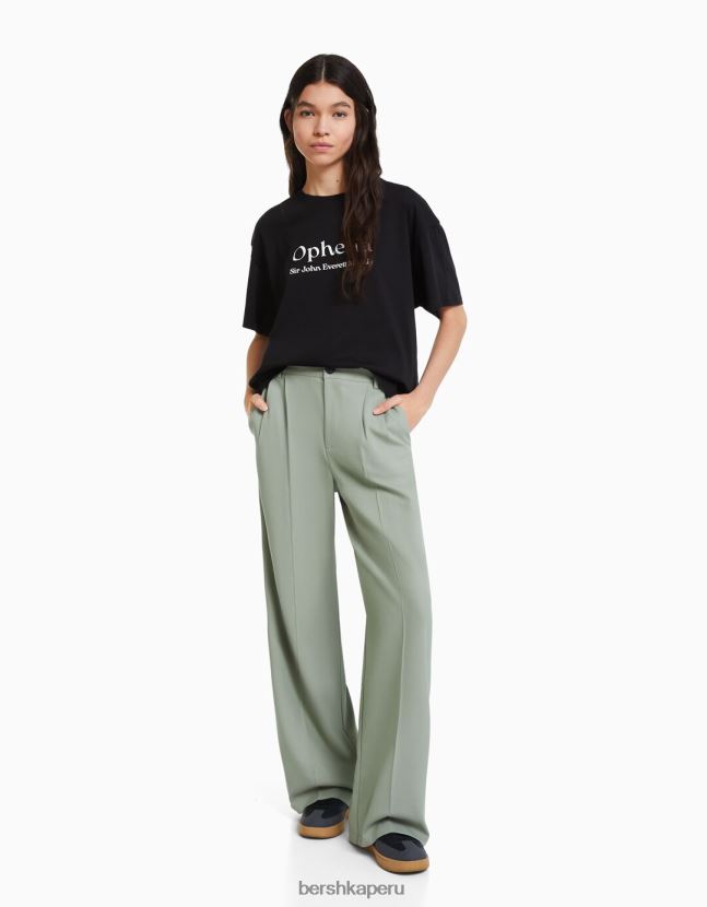 negro Bershka mujer camiseta de manga corta con estampado de serie de arte 806J6B446