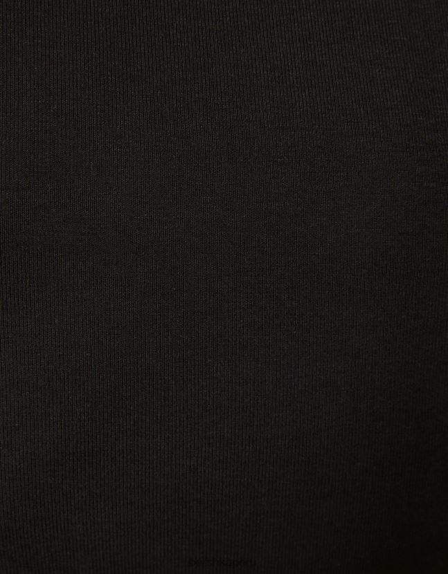 negro Bershka mujer camiseta de manga larga con cuello de pico fruncido 806J6B547