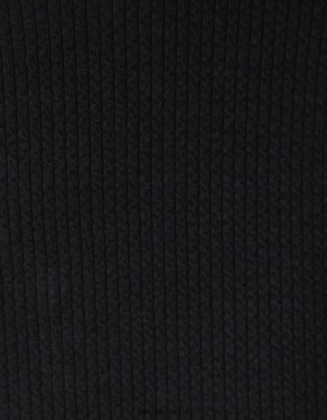 negro Bershka mujer camiseta de manga larga con textura de canalé 806J6B592