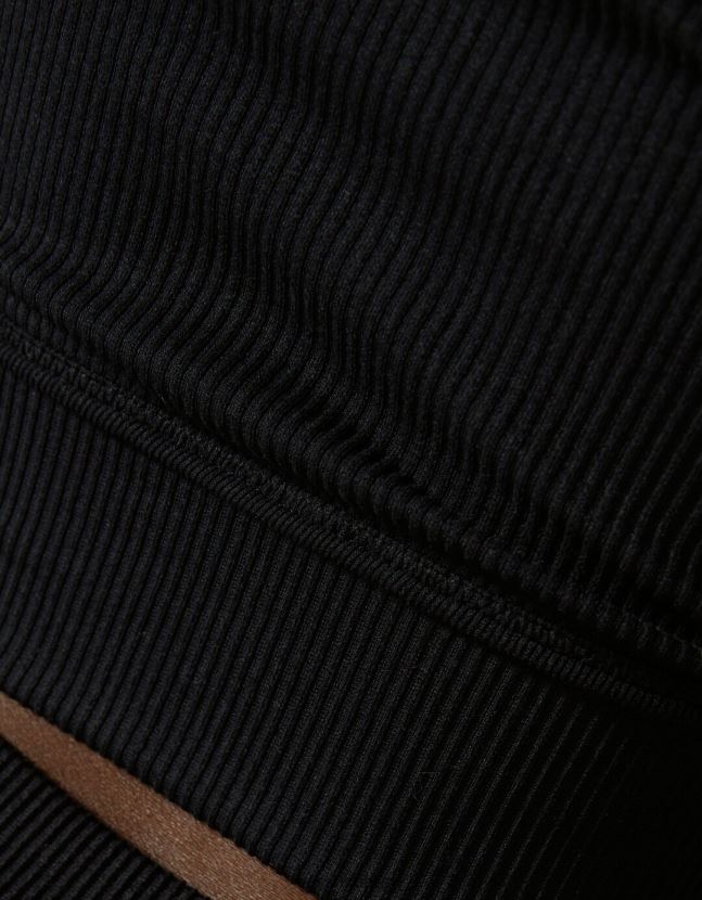 negro Bershka mujer camiseta de manga larga sin costuras con detalle de corte lateral 806J6B354
