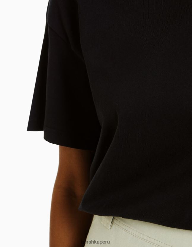 negro Bershka mujer camiseta oversize de manga corta 806J6B324