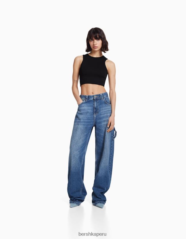 negro Bershka mujer camiseta sin mangas con pedrería en la espalda 806J6B524