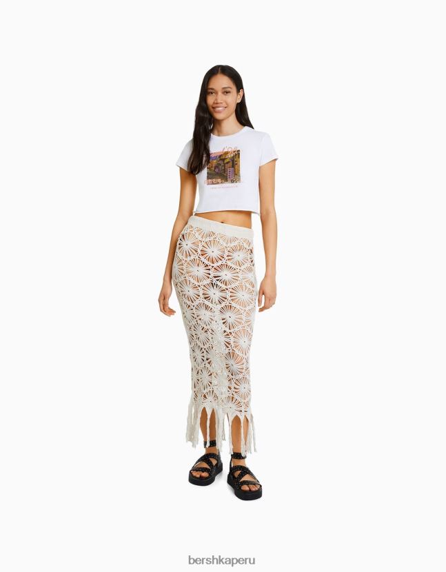 otro Bershka mujer camiseta de manga corta con estampado 806J6B365