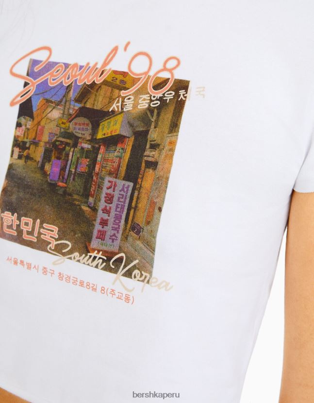 otro Bershka mujer camiseta de manga corta con estampado 806J6B365