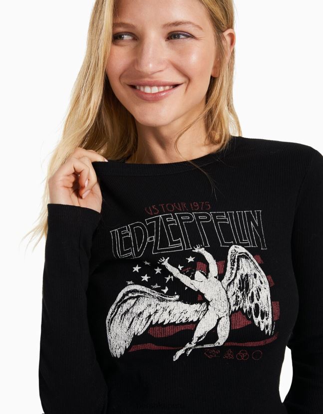 otro Bershka mujer camiseta de manga corta con estampado de zepelín led 806J6B553