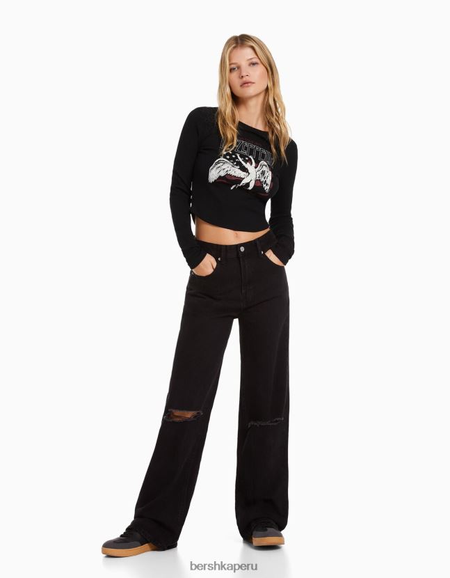 otro Bershka mujer camiseta de manga corta con estampado de zepelín led 806J6B553