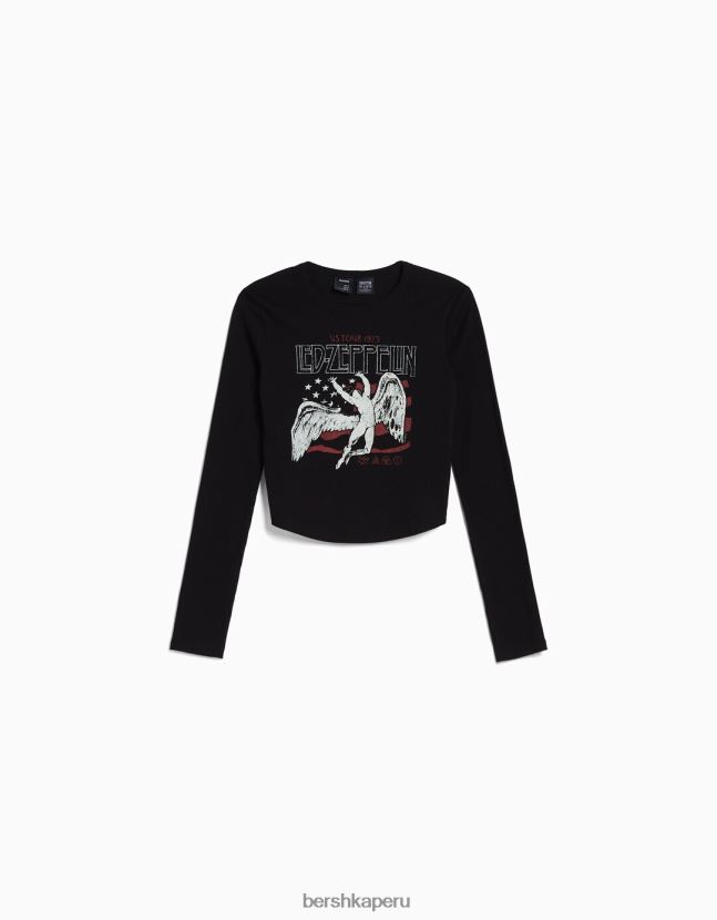 otro Bershka mujer camiseta de manga corta con estampado de zepelín led 806J6B553