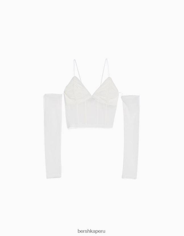 otro Bershka mujer camiseta de tiras con manguitos de tul 806J6B497