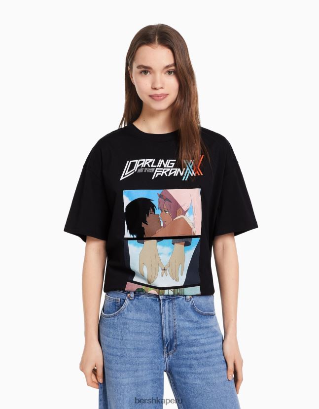 otro Bershka mujer cariño en la camiseta de manga corta con estampado de franxx 806J6B602