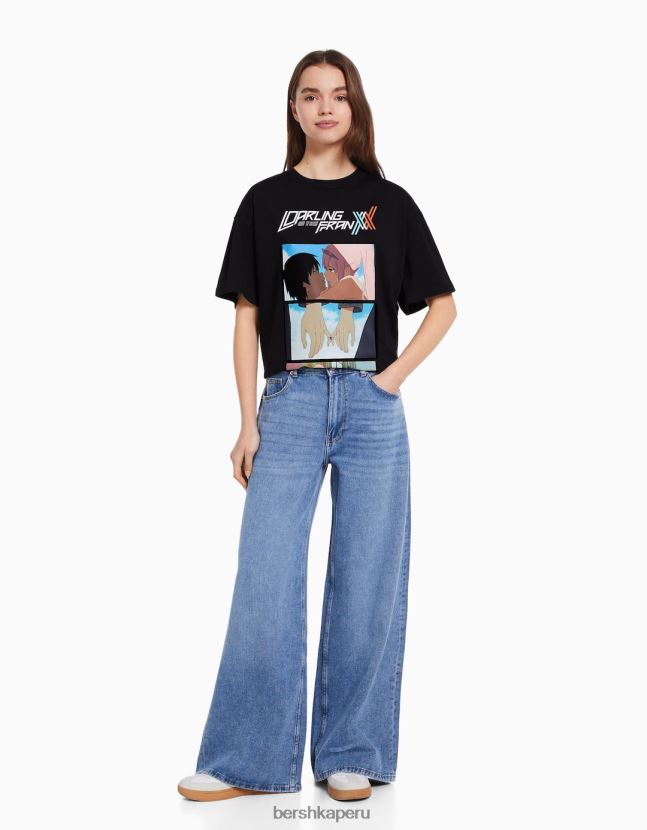 otro Bershka mujer cariño en la camiseta de manga corta con estampado de franxx 806J6B602