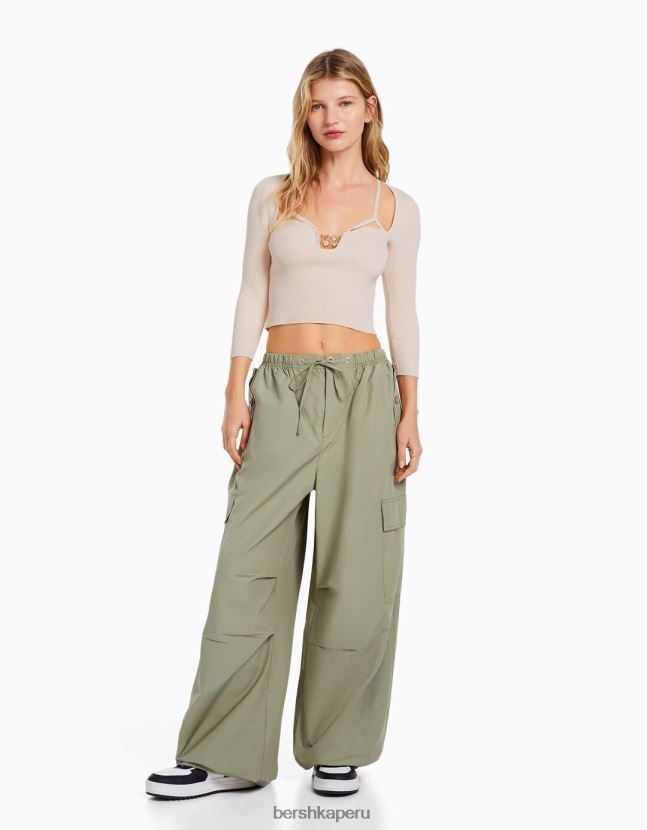 otro Bershka mujer top de punto con escote y detalle de pedrería 806J6B500