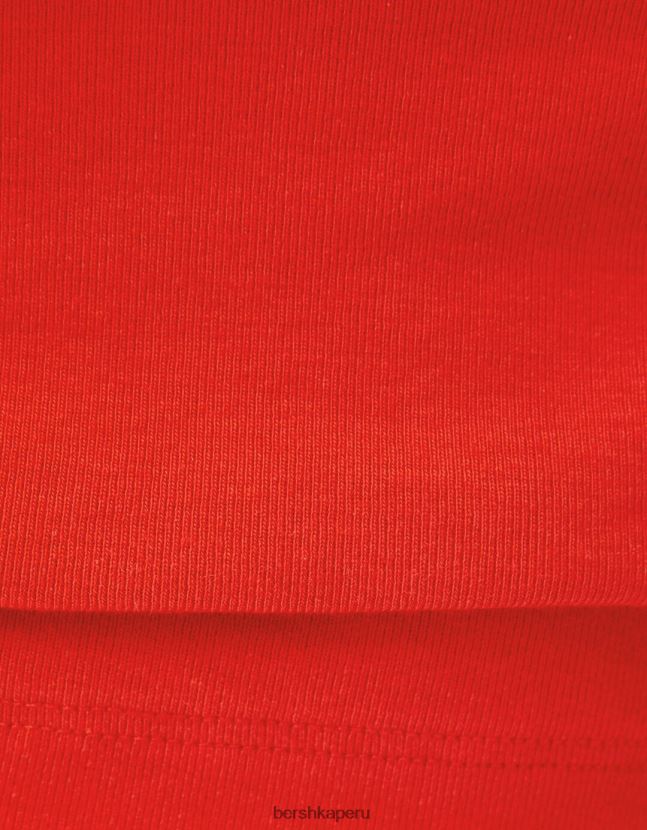 rojo Bershka mujer camiseta ajustada de manga corta 806J6B522