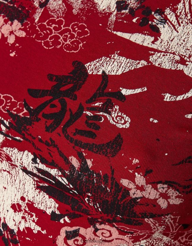 rojo Bershka mujer camiseta de manga larga con estampado 806J6B623