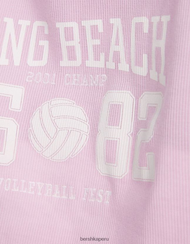 rosa Bershka mujer camiseta sin mangas del equipo universitario con la espalda abierta 806J6B609