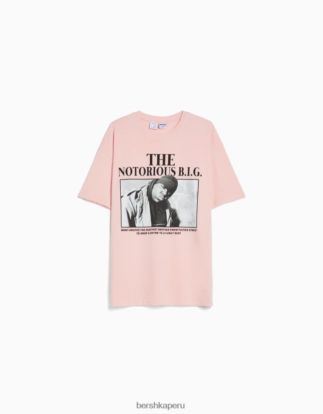 rosa Bershka mujer el notorio gran playera manga corta estampada 806J6B545