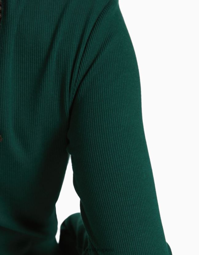 verde Bershka mujer camiseta de manga larga de canalé 806J6B437