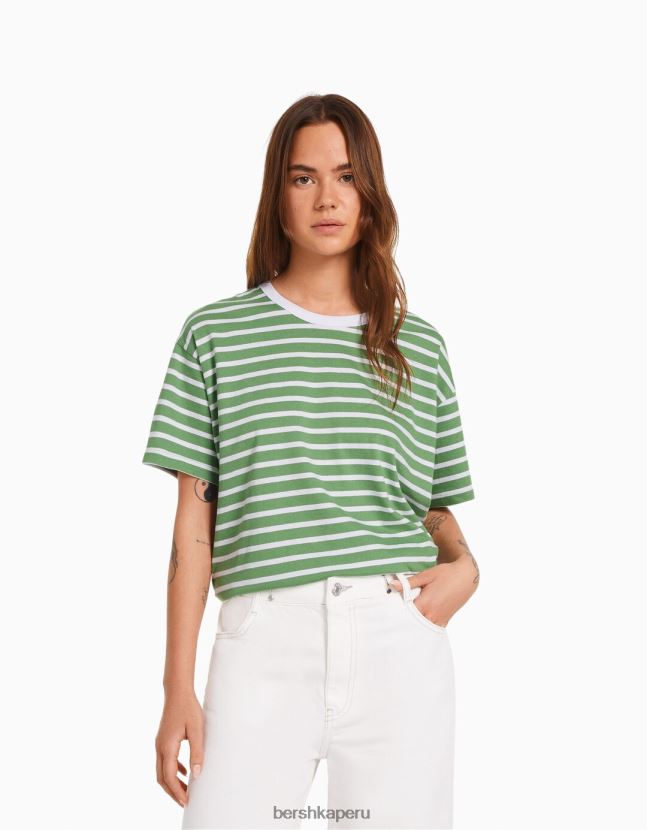 verde Bershka mujer camiseta oversize de manga corta 806J6B321