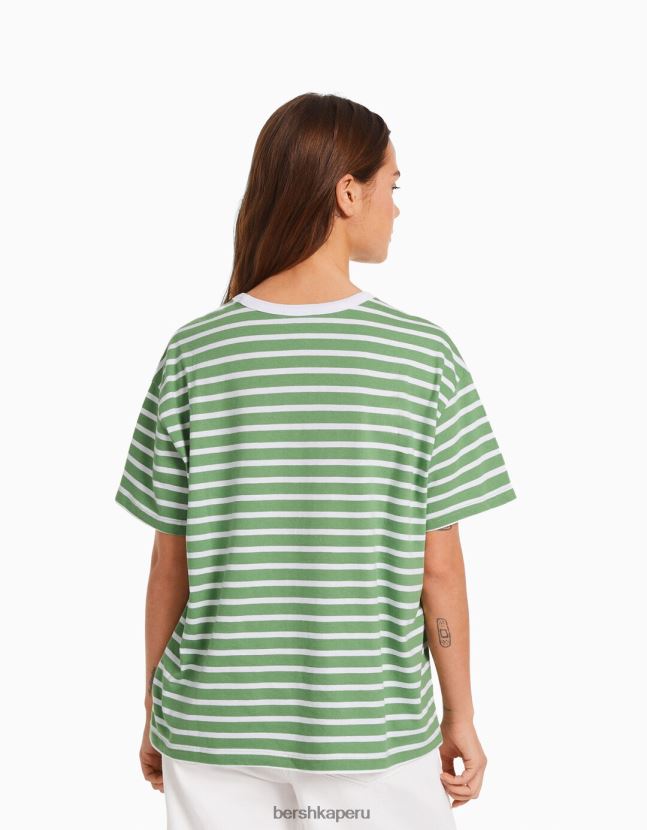 verde Bershka mujer camiseta oversize de manga corta 806J6B321