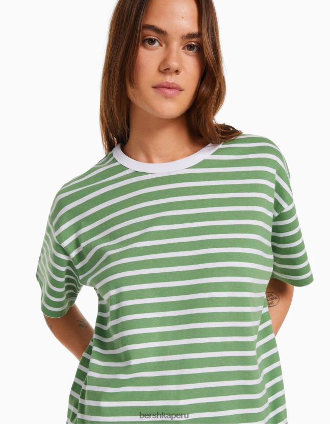 verde Bershka mujer camiseta oversize de manga corta 806J6B321
