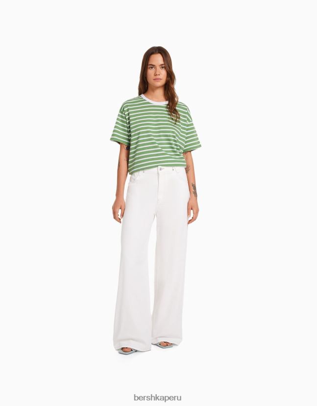 verde Bershka mujer camiseta oversize de manga corta 806J6B321