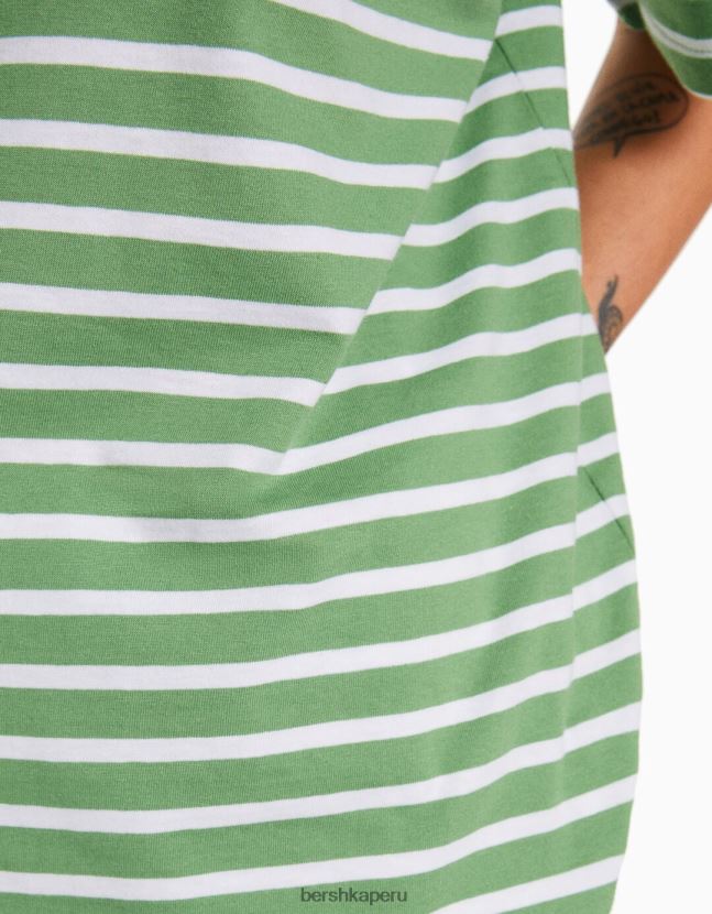 verde Bershka mujer camiseta oversize de manga corta 806J6B321