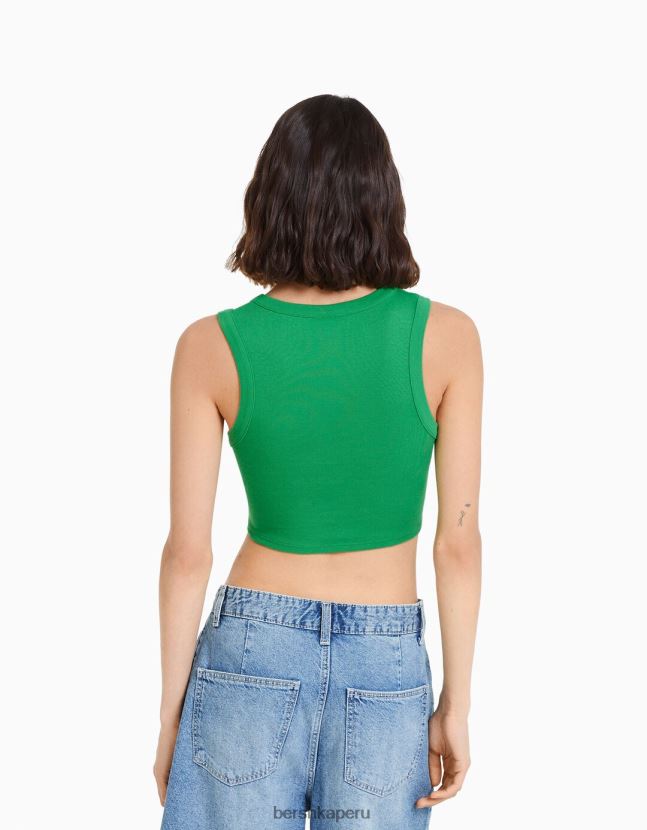 verde Bershka mujer camiseta sin mangas con detalle de anillo estampado 806J6B359