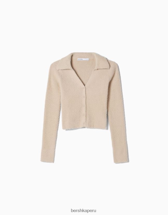 arena Bershka mujer cárdigan con cuello de polo y botones 806J6B1089