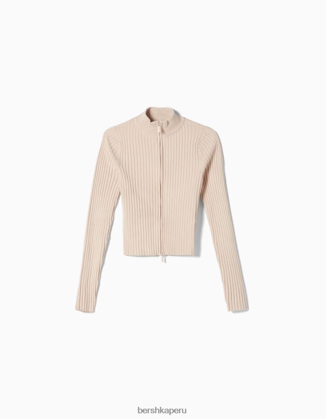 arena Bershka mujer cárdigan de cuello alto con detalle de canalé y cremallera 806J6B1049
