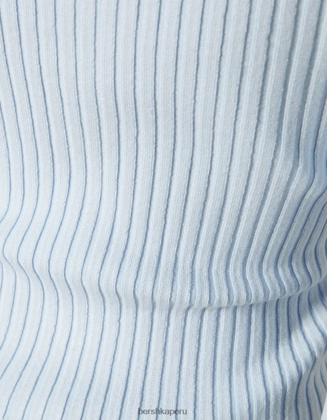 azul Bershka mujer cárdigan de cuello alto con detalle de canalé y cremallera 806J6B1050