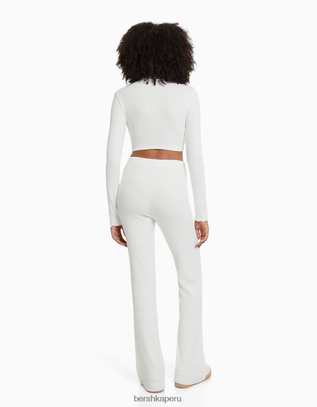 blanquecino Bershka mujer cárdigan corto con cuello alto y cremallera 806J6B962