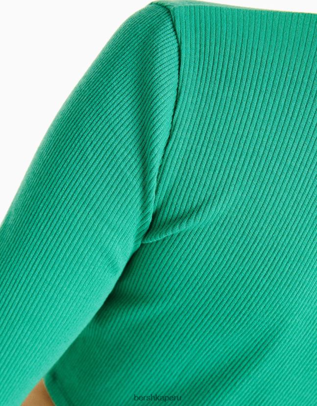 verde Bershka mujer cárdigan a rayas con cremallera 806J6B1074