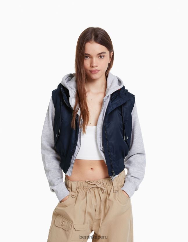 Armada Bershka mujer chaleco bomber corto con capucha 806J6B1171
