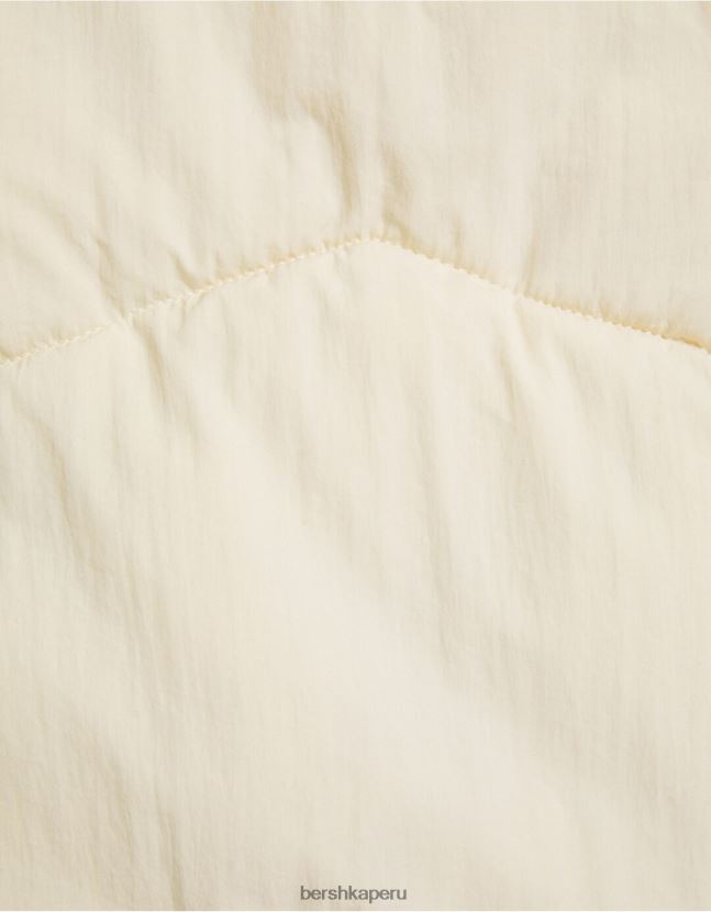 crema Bershka mujer chaleco acolchado de nailon oversize con capucha 806J6B1151