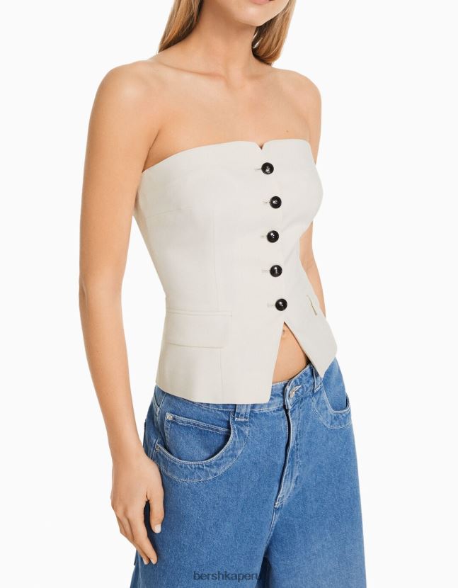 crema Bershka mujer chaleco de sastre con hombros descubiertos 806J6B669