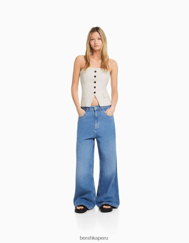 crema Bershka mujer chaleco de sastre con hombros descubiertos 806J6B669