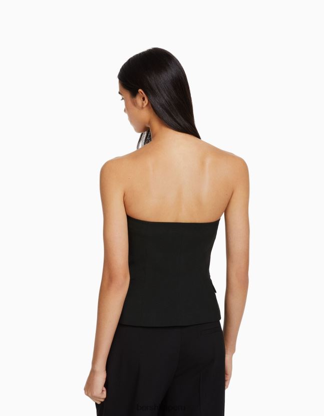 exclusivo Bershka mujer chaleco de sastre con hombros descubiertos 806J6B1994