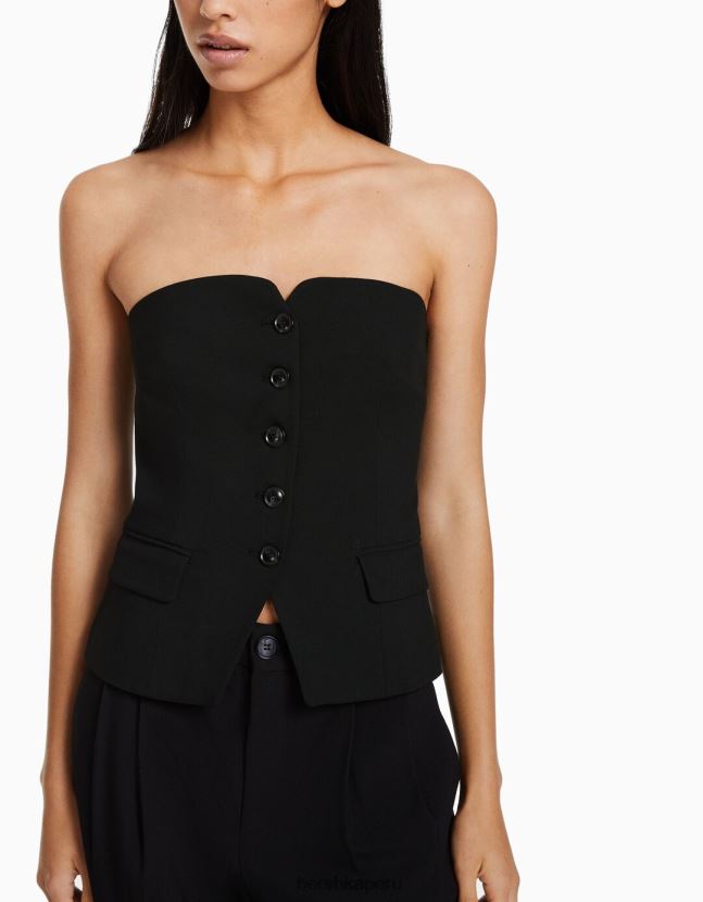 exclusivo Bershka mujer chaleco de sastre con hombros descubiertos 806J6B1994