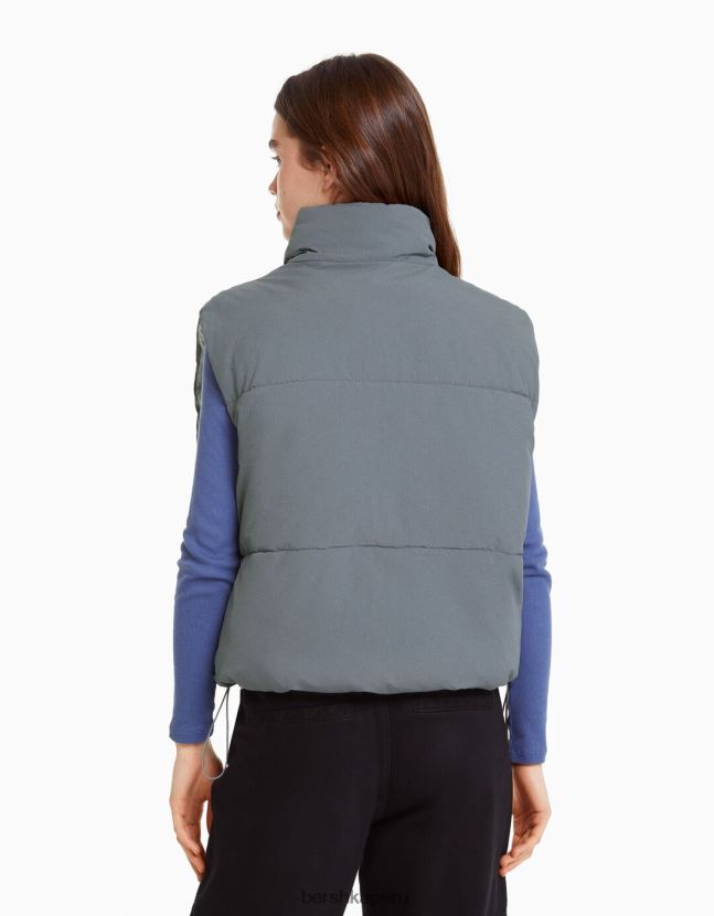 gris Bershka mujer chaleco acolchado de nailon con forro 806J6B1162