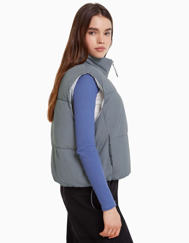 gris Bershka mujer chaleco acolchado de nailon con forro 806J6B1162