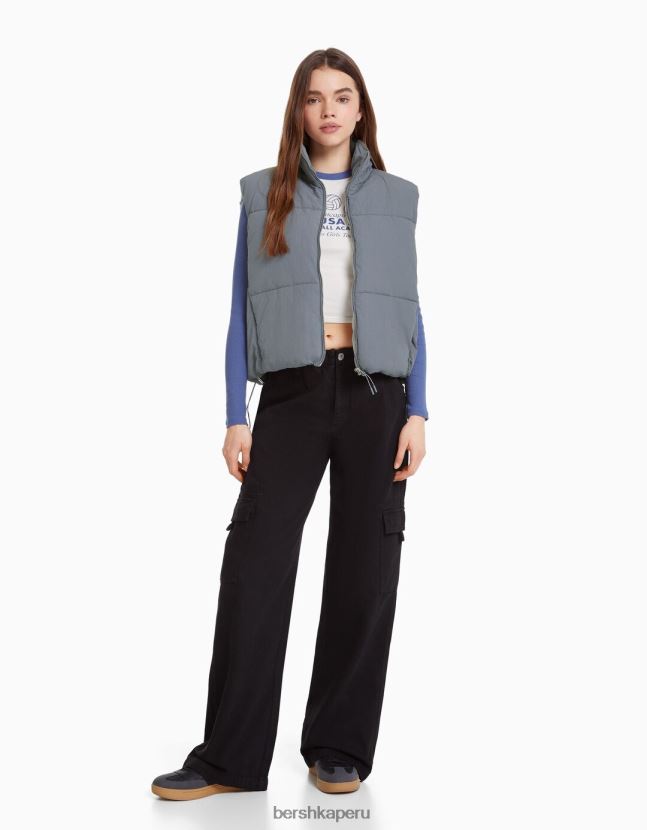 gris Bershka mujer chaleco acolchado de nailon con forro 806J6B1162