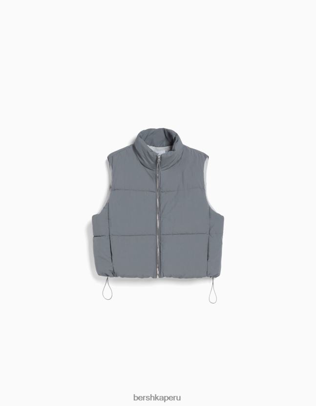 gris Bershka mujer chaleco acolchado de nailon con forro 806J6B1162