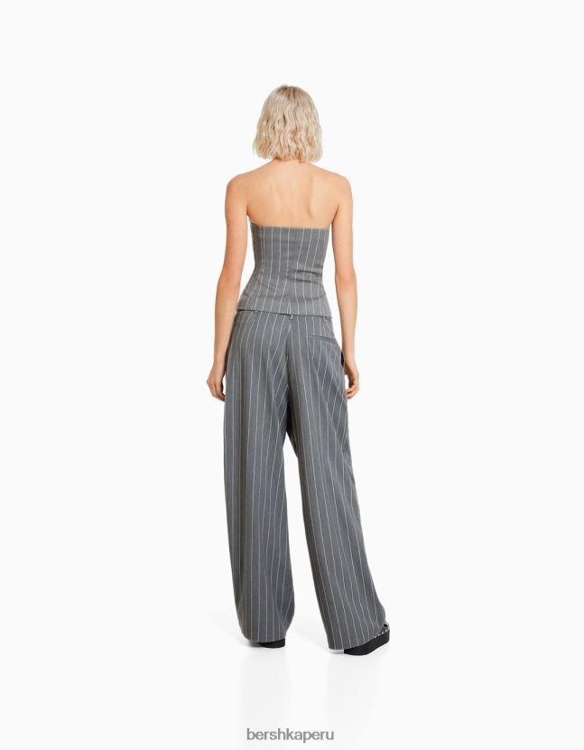 gris Bershka mujer chaleco de sastre con hombros descubiertos 806J6B1189