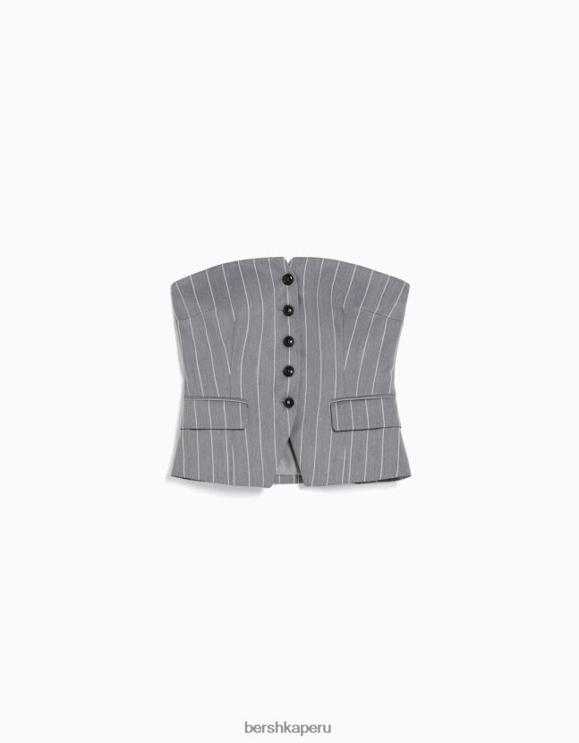 gris Bershka mujer chaleco de sastre con hombros descubiertos 806J6B1189